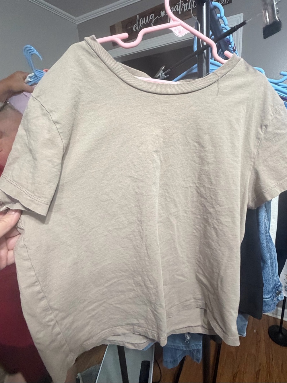 PINK Victoria's Secret Neutral Taupe Short Sleeve Crop Top